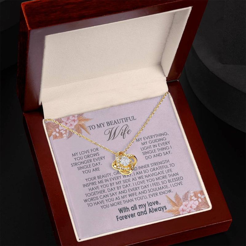 Gifts To My Beautiful Wife Necklace Sentimental Gift For Wife Valentines Day Gift To My Wife Necklace With Heartfelt my Everything Message Card, Wife Gift From Husband Soulmate Necklace For Her Knot Necklace for Granddaughter Vippppp