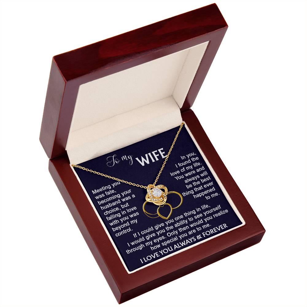 To my Wife from Husband Beautiful Necklace Love Knot
