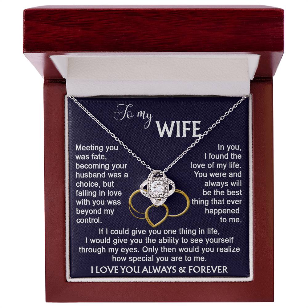 To my Wife from Husband Beautiful Necklace Love Knot