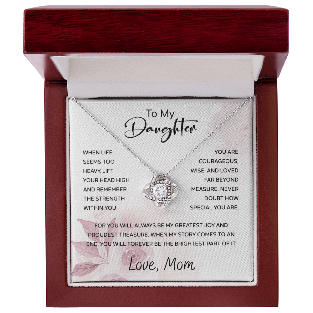 To My Daughter Necklace Card – Encouragement Gift from Mom, Jewelry Card with Inspirational Message, Birthday or Graduation Gift