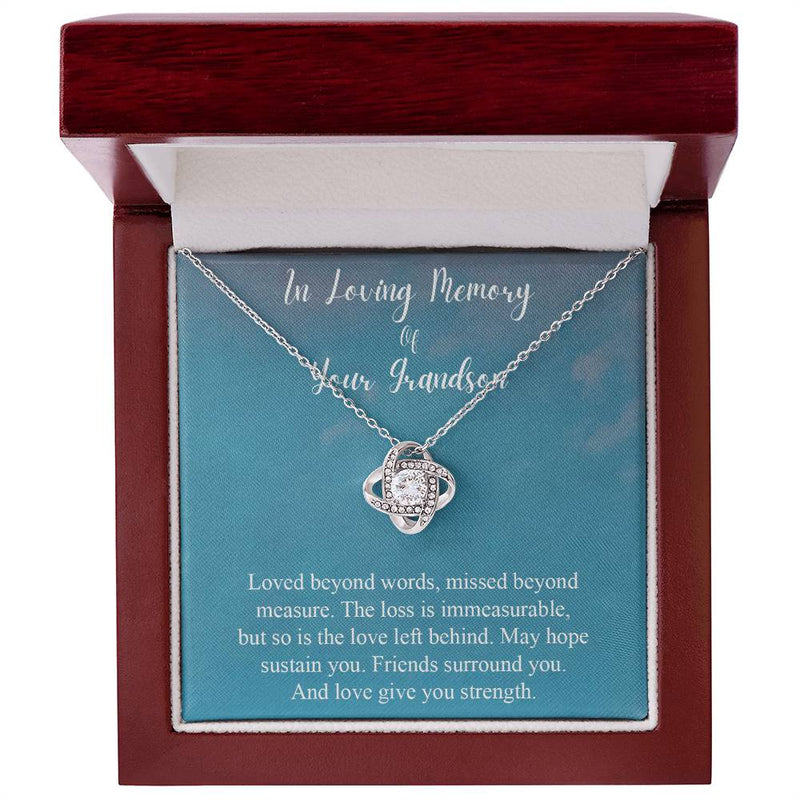 Necklace gifts Love Knot, Loss of Grandson Necklace In Loving Memory Of Your Grandson, Gifts For Loss Of A Grandson Gift, Grandson Condolence include Standard Box Gifts Birthday, on Christmas Silver L ASIN: B08XGWZ295 SKU: nhinthaygichuaknot24-1_44