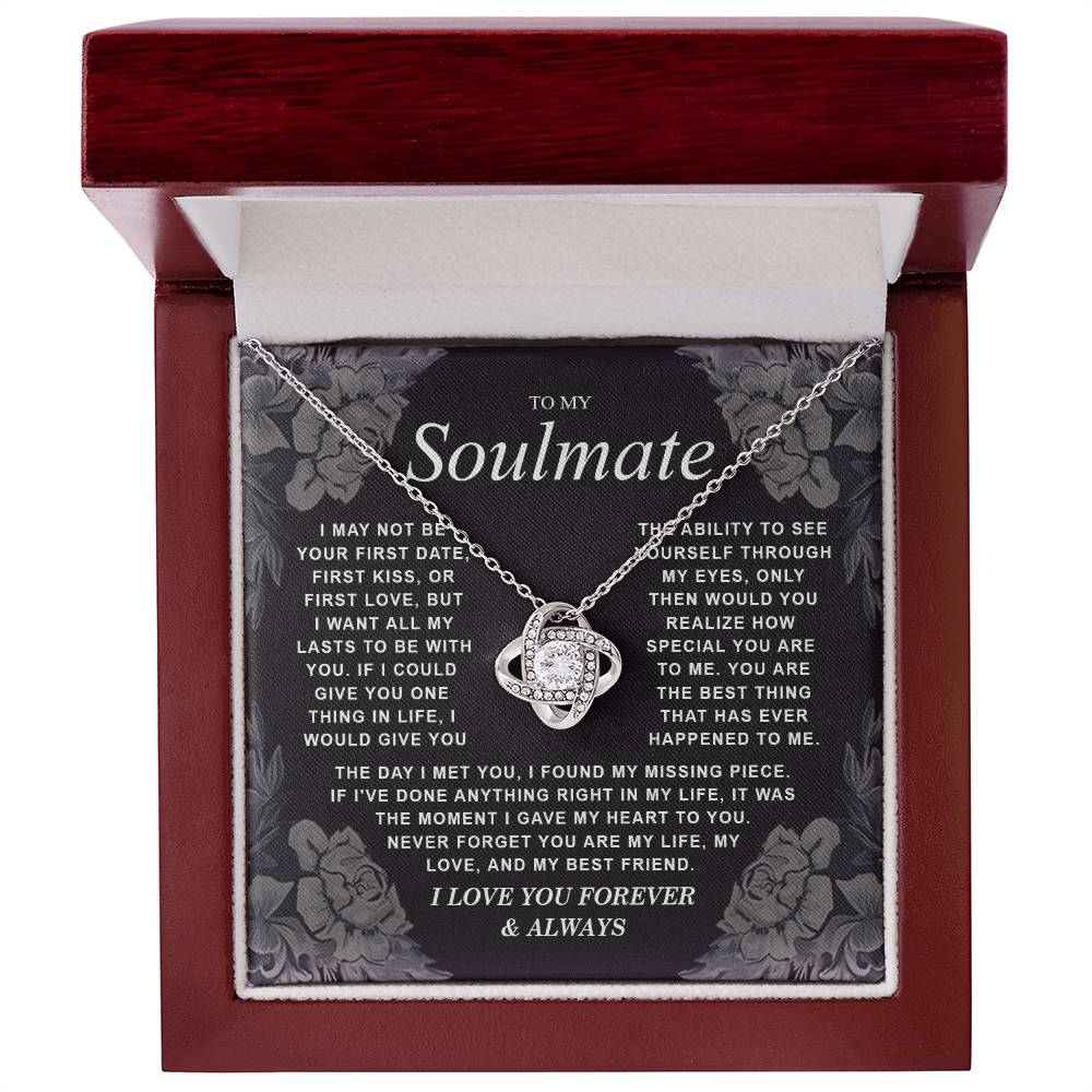 To My Soulmate Necklace Gift for Wife, Girlfriend, Fiancée - Anniversary, Valentine's Day Necklace Gift Soul Mates Gift, Soulmate Jewelry Birthday Gifts From Husband Knot Necklace for Granddaughter Vippppp