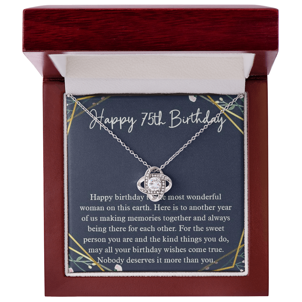 Necklace Love Knot, 75th Birthday For Her Gift, 75th Birthday Gift For Her, Seventy Fifth Birthday Gift For Women Friend, 75th Birthday Friend, 75th Wedding Day, Gift For Daughter Gifts Christmas, on