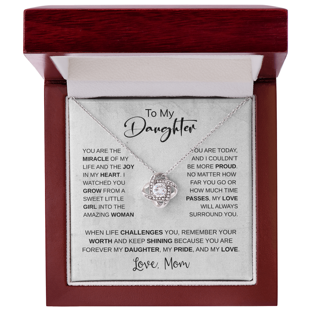 Daughter Gifts from Mom – To My Daughter 925 Sterling Silver Pendant Necklace with Heartfelt Message Card, Birthday Graduation Christmas Jewelry