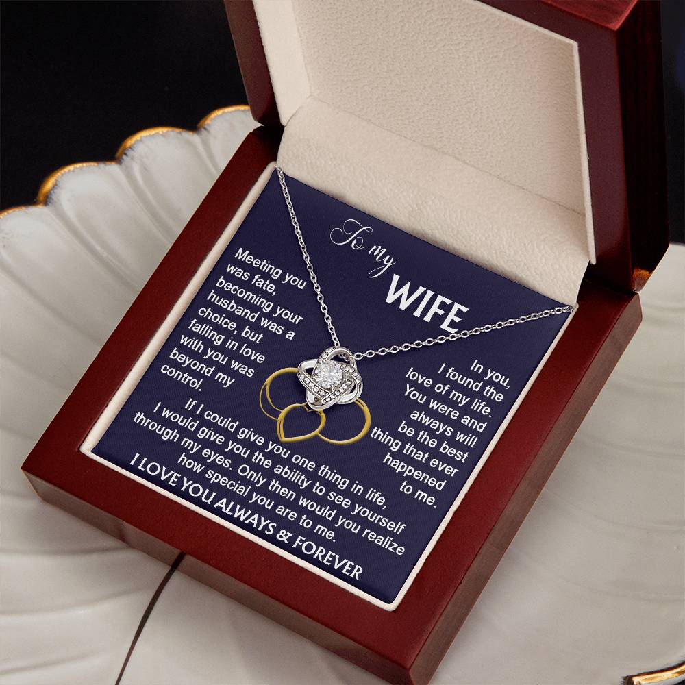 To my Wife from Husband Beautiful Necklace Love Knot
