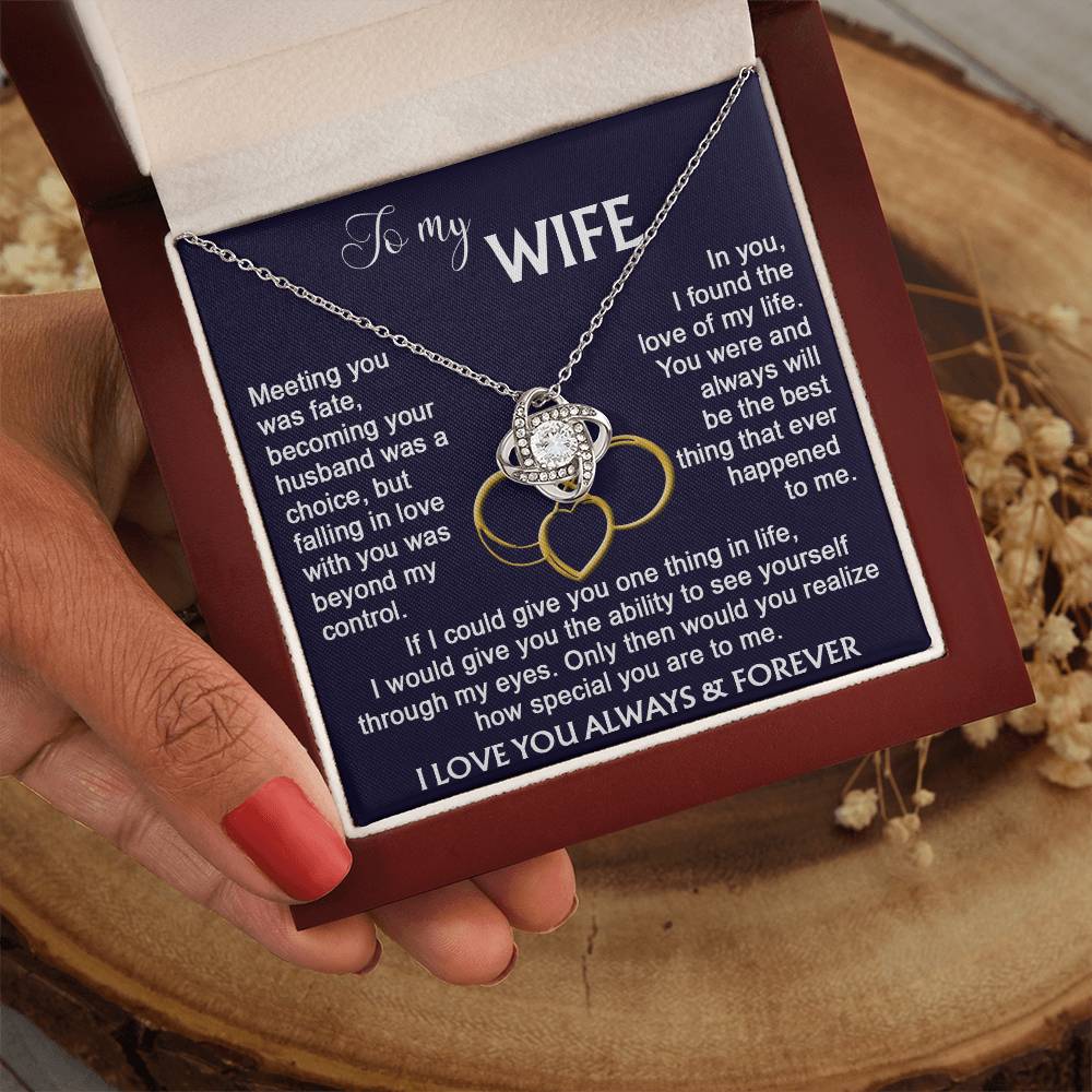 To my Wife from Husband Beautiful Necklace Love Knot