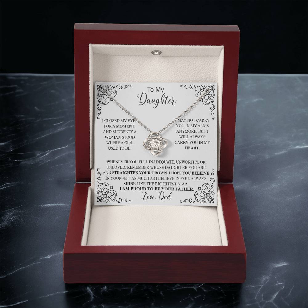 to my daughter white Knot Necklace Template Silver coanh Main up AMZVippppp