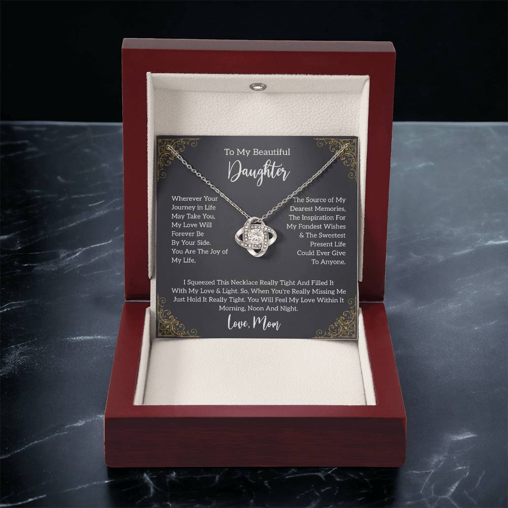 To My Beautiful Daughter Knot Necklace Template Silver coanh Main up AMZVippppp