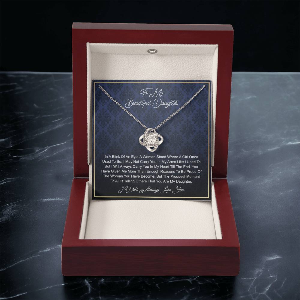 To My beautiful Daughter From In A Knot Necklace Template Silver coanh Main up AMZVippppp