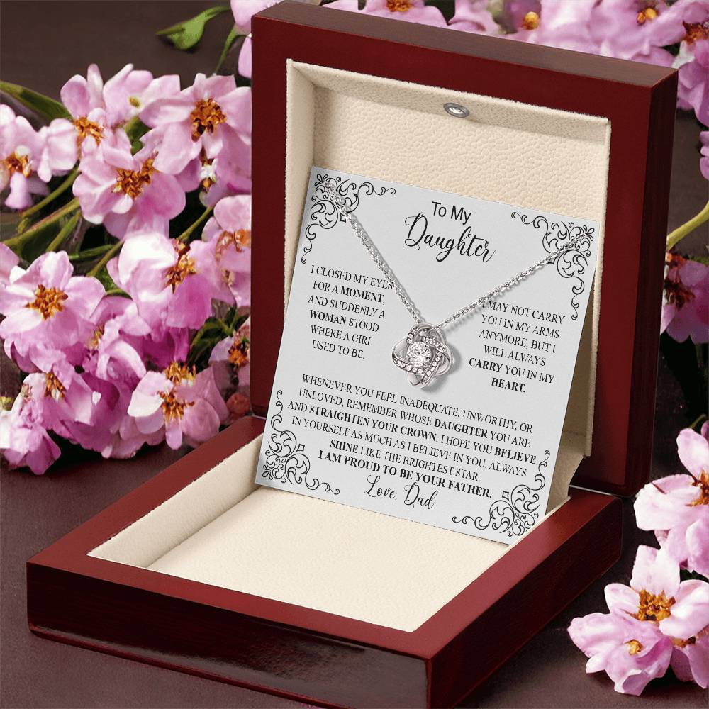 to my daughter white Knot Necklace Template Silver coanh Main up AMZVippppp