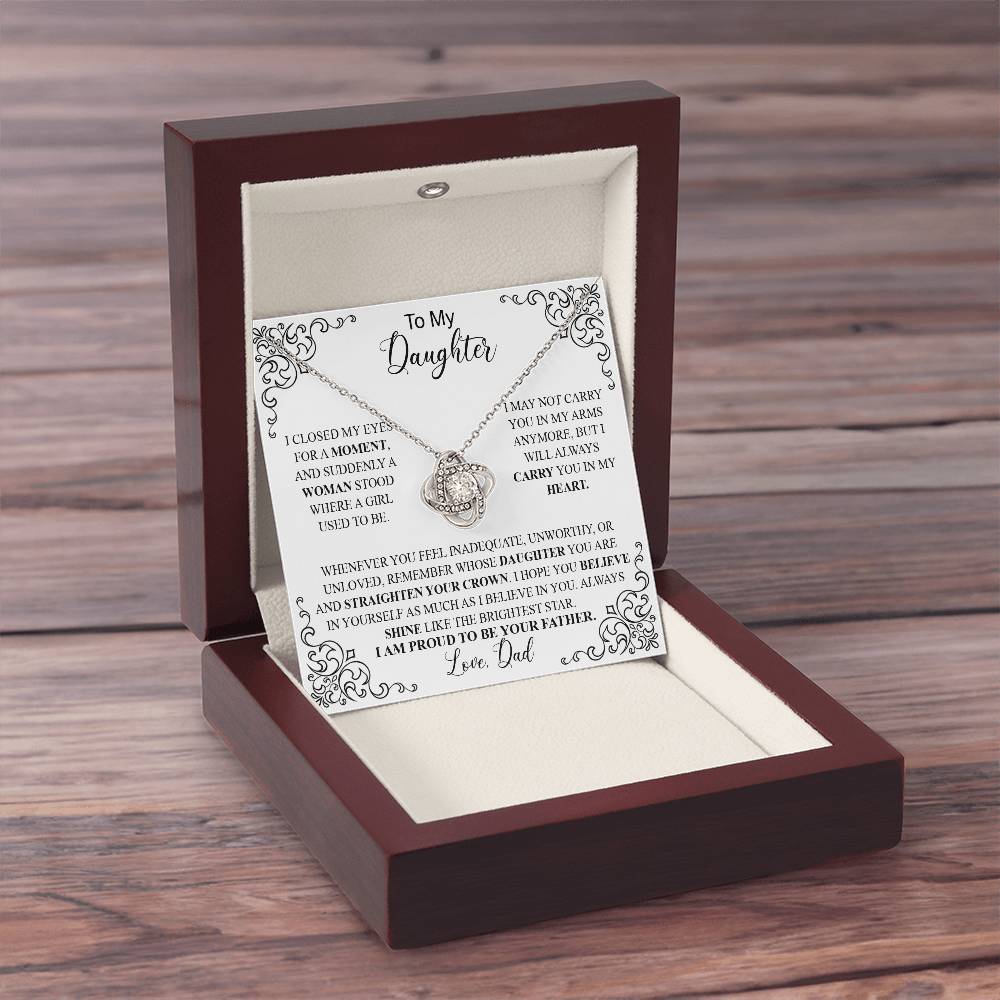 to my daughter white Knot Necklace Template Silver coanh Main up AMZVippppp
