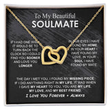 To My Beautiful Soulmate Necklace Girlfriend Soulmate Gift for Her To My Wife Necklace With Heartfelt Message And Elegant Gift Box for Women, Birthday Gifts For Wife Gifts From Husband Interlocking Vip for GrandDaughter