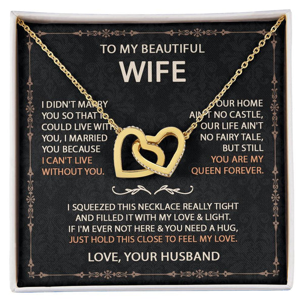 To My Beautiful Wife Necklace With Message Card, Anniversary Birthday Gift for Wife, Wife Gift From Husband, Sentimental Gift for Wife, Birthday Gift for Wife on Valentine Gifts To Wife from Husband Interlocking Vip for GrandDaughter