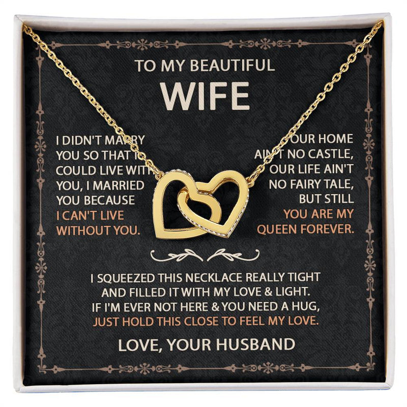 To My Beautiful Wife Necklace With Message Card, Anniversary Birthday Gift for Wife, Wife Gift From Husband, Sentimental Gift for Wife, Birthday Gift for Wife on Valentine Gifts To Wife from Husband Interlocking Vip for GrandDaughter