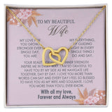 Gifts To My Beautiful Wife Necklace Sentimental Gift For Wife Valentines Day Gift To My Wife Necklace With Heartfelt my Everything Message Card, Wife Gift From Husband Soulmate Necklace For Her Interlocking Vip for GrandDaughter