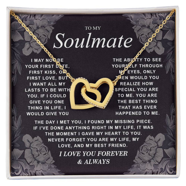 To My Soulmate Necklace Gift for Wife, Girlfriend, Fiancée - Anniversary, Valentine's Day Necklace Gift Soul Mates Gift, Soulmate Jewelry Birthday Gifts From Husband Interlocking Vip for GrandDaughter