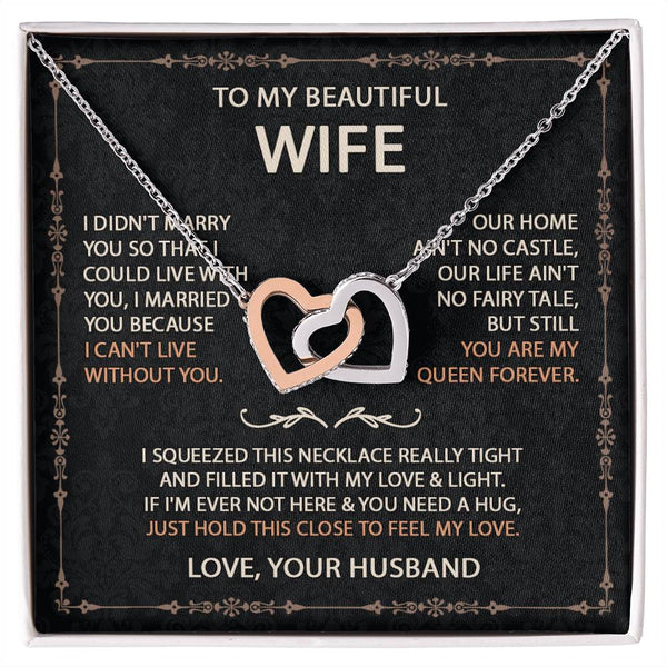 To My Beautiful Wife Necklace With Message Card, Anniversary Birthday Gift for Wife, Wife Gift From Husband, Sentimental Gift for Wife, Birthday Gift for Wife on Valentine Gifts To Wife from Husband Interlocking Vip for GrandDaughter