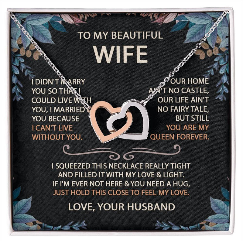 To My Beautiful Wife Necklace With Message Card, Anniversary Birthday Gift for Wife, Wife Gift From Husband, Sentimental Gift for Wife, Birthday Gift for Wife on Valentine Gifts To Wife from Husband vs2 Interlocking Vip for GrandDaughter