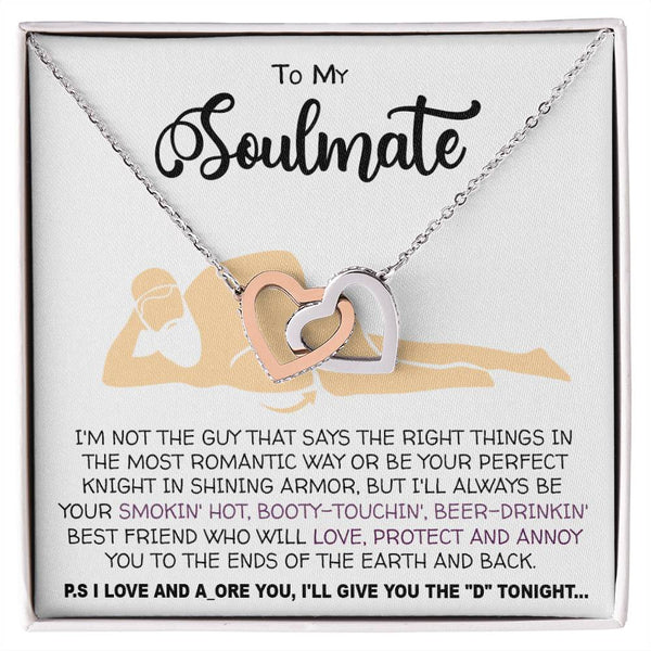 Necklace To my Soulmate necklace for Women Gifts from Boyfriend Funny Gifts For Girlfriend Best Birthday Gift Ideas For Wife, Romantic Jewelry For Her Anniversary on Valentine day Interlocking Vip for GrandDaughter