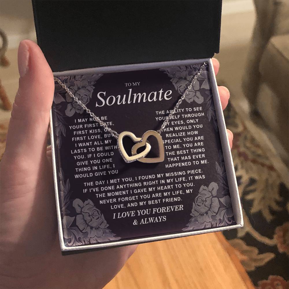 B0CR2ZTVDT VIRAGIL To My Soulmate Necklace Gift for Wife, Girlfriend, Fiancée - Anniversary, Valentine's Day Necklace Gift Soul Mates Gift, Soulmate Jewelry Birthday Gifts From Husband Interlocking Standard Box