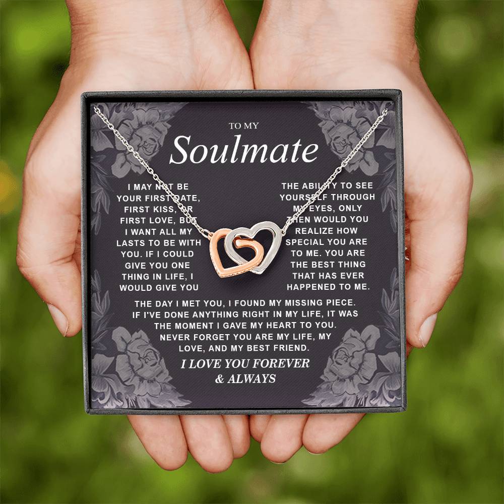B0CR2ZTVDT VIRAGIL To My Soulmate Necklace Gift for Wife, Girlfriend, Fiancée - Anniversary, Valentine's Day Necklace Gift Soul Mates Gift, Soulmate Jewelry Birthday Gifts From Husband Interlocking Standard Box