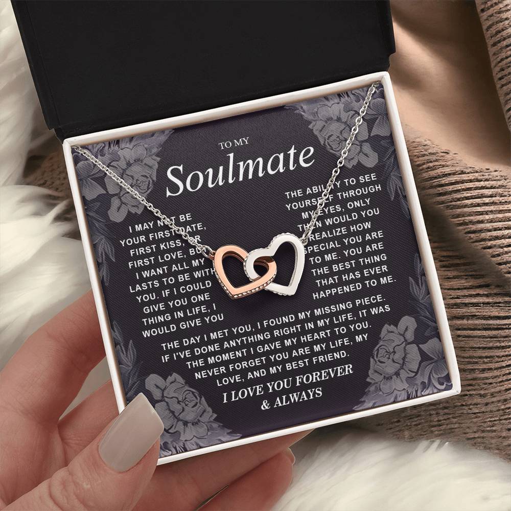 B0CR2ZTVDT VIRAGIL To My Soulmate Necklace Gift for Wife, Girlfriend, Fiancée - Anniversary, Valentine's Day Necklace Gift Soul Mates Gift, Soulmate Jewelry Birthday Gifts From Husband Interlocking Standard Box
