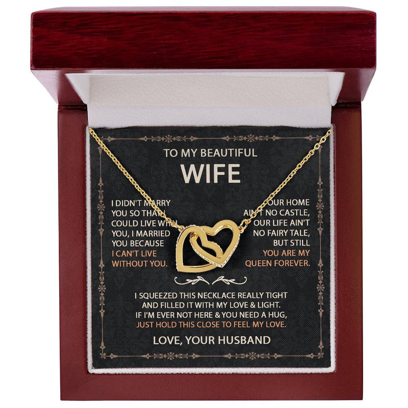 To My Beautiful Wife Necklace With Message Card, Anniversary Birthday Gift for Wife, Wife Gift From Husband, Sentimental Gift for Wife, Birthday Gift for Wife on Valentine Gifts To Wife from Husband Interlocking Vip for GrandDaughter