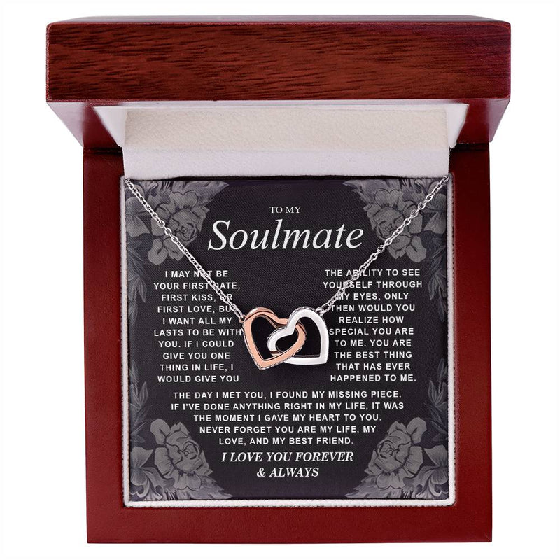 To My Soulmate Necklace Gift for Wife, Girlfriend, Fiancée - Anniversary, Valentine's Day Necklace Gift Soul Mates Gift, Soulmate Jewelry Birthday Gifts From Husband Interlocking Vip for GrandDaughter