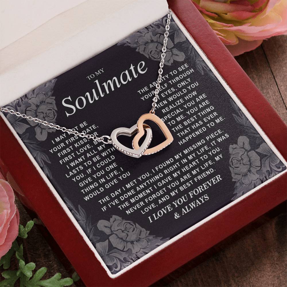 B0CR2ZTVDT VIRAGIL To My Soulmate Necklace Gift for Wife, Girlfriend, Fiancée - Anniversary, Valentine's Day Necklace Gift Soul Mates Gift, Soulmate Jewelry Birthday Gifts From Husband Interlocking Standard Box