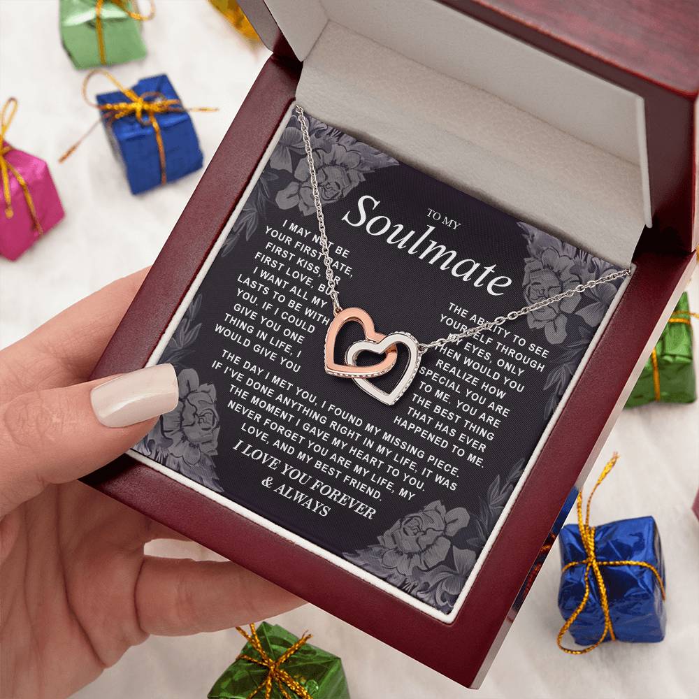 B0CR2ZTVDT VIRAGIL To My Soulmate Necklace Gift for Wife, Girlfriend, Fiancée - Anniversary, Valentine's Day Necklace Gift Soul Mates Gift, Soulmate Jewelry Birthday Gifts From Husband Interlocking Standard Box