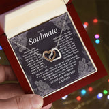 To My Soulmate Necklace Gift for Wife, Girlfriend, Fiancée - Anniversary, Valentine's Day Necklace Gift Soul Mates Gift, Soulmate Jewelry Birthday Gifts From Husband Interlocking Vip for GrandDaughter