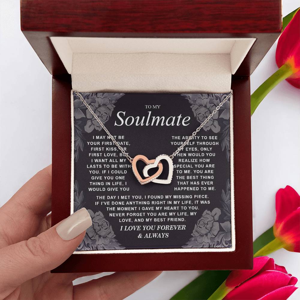 B0CR2ZTVDT VIRAGIL To My Soulmate Necklace Gift for Wife, Girlfriend, Fiancée - Anniversary, Valentine's Day Necklace Gift Soul Mates Gift, Soulmate Jewelry Birthday Gifts From Husband Interlocking Standard Box