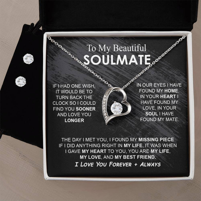 To My Beautiful Soulmate Necklace Girlfriend Soulmate Gift for Her To My Wife Necklace With Heartfelt Message And Elegant Gift Box for Women, Birthday Gifts For Wife Gifts From Husband Forever love FOr Granddaughter Vippppppp