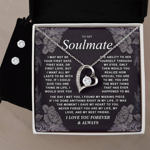 To My Soulmate Necklace Gift for Wife, Girlfriend, Fiancée - Anniversary, Valentine's Day Necklace Gift Soul Mates Gift, Soulmate Jewelry Birthday Gifts From Husband Forever love FOr Granddaughter Vippppppp