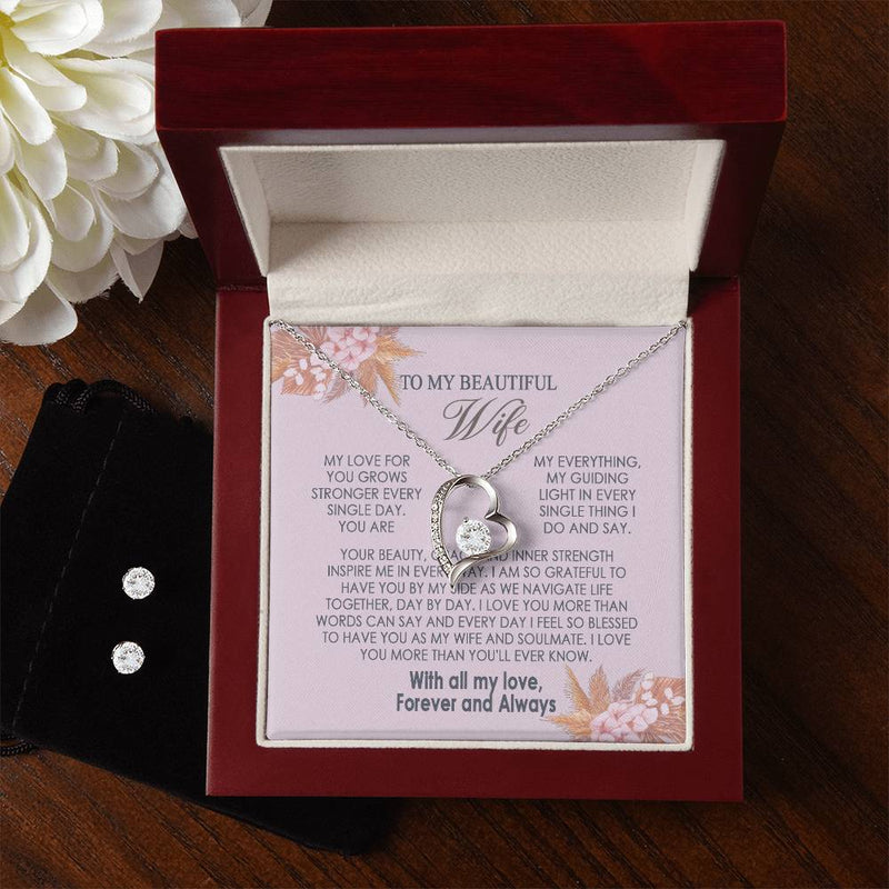 Gifts To My Beautiful Wife Necklace Sentimental Gift For Wife Valentines Day Gift To My Wife Necklace With Heartfelt my Everything Message Card, Wife Gift From Husband Soulmate Necklace For Her Forever love FOr Granddaughter Vippppppp