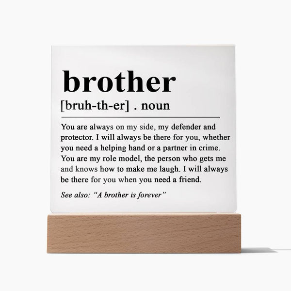 Brother Definition Wall Art, Brother Quote Decor, Black and White Prints Acrylic