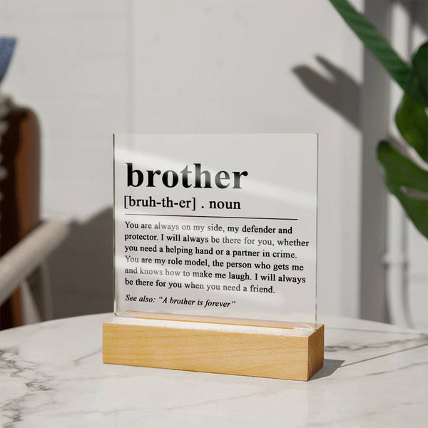 Brother Definition Wall Art, Brother Quote Decor, Black and White Prints Acrylic