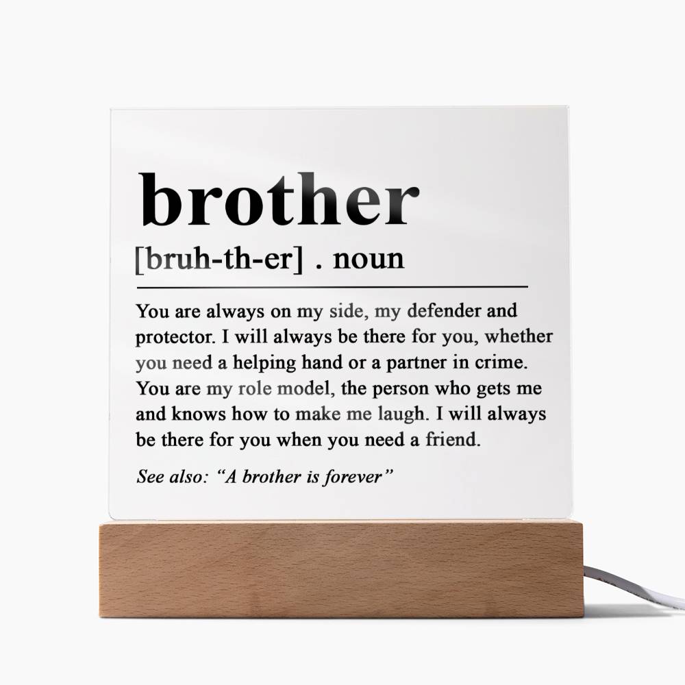 Brother Definition Wall Art, Brother Quote Decor, Black and White Prints Acrylic