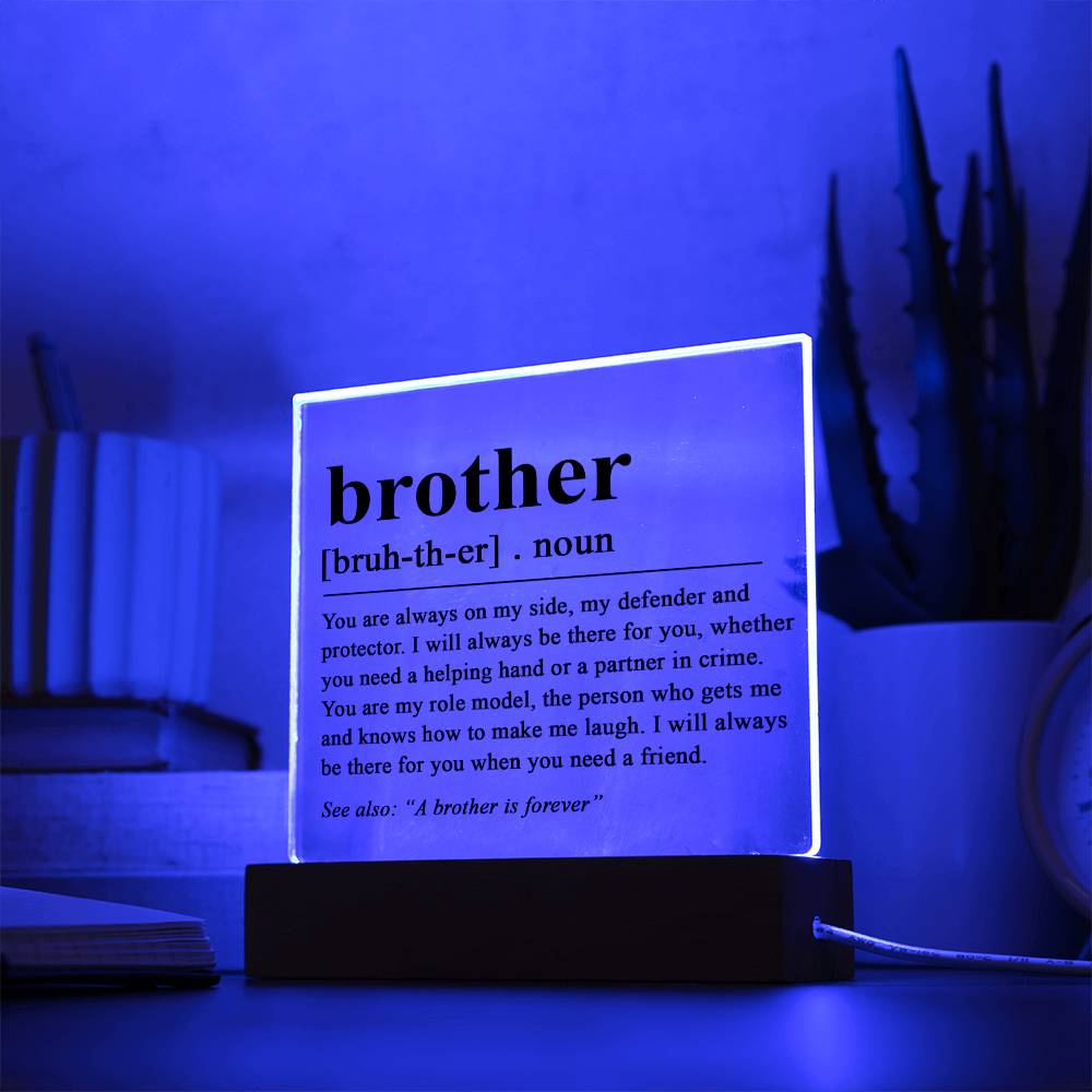Brother Definition Wall Art, Brother Quote Decor, Black and White Prints Acrylic