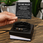To My Man Braided Leather Bracelet – “Love You Forever” Stainless Steel Bracelet, Romantic Gift from Girlfriend or Wife for Husband, Boyfriend, Brother, Gift Box Included