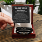 To My Man Braided Leather Bracelet – “Love You Forever” Stainless Steel Bracelet, Romantic Gift from Girlfriend or Wife for Husband, Boyfriend, Brother, Gift Box Included