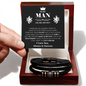 To My Man Braided Leather Bracelet – “Love You Forever” Stainless Steel Bracelet, Romantic Gift from Girlfriend or Wife for Husband, Boyfriend, Brother, Gift Box Included