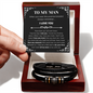 To My Man Braided Leather Bracelet – “Love You Forever” Stainless Steel Bracelet, Romantic Gift from Girlfriend or Wife for Husband, Boyfriend, Brother, Gift Box Included