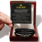 To My Man Braided Leather Bracelet – “Love You Forever” Stainless Steel Bracelet, Romantic Gift from Girlfriend or Wife for Husband, Boyfriend, Brother, Gift Box Included