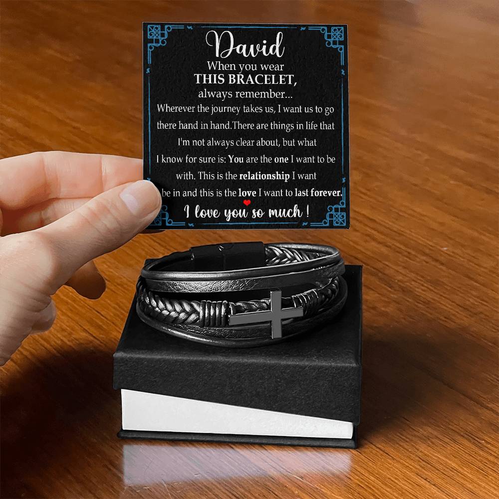 Promise Gift for Him Bracelet, Promise Bracelet for Him, Men, Boyfriend Always Linked Together Anniversary Valentines Gifts Sentimental for Husband Valentine's Day Gifts for Boyfriend Bracelet Cross VIPPP