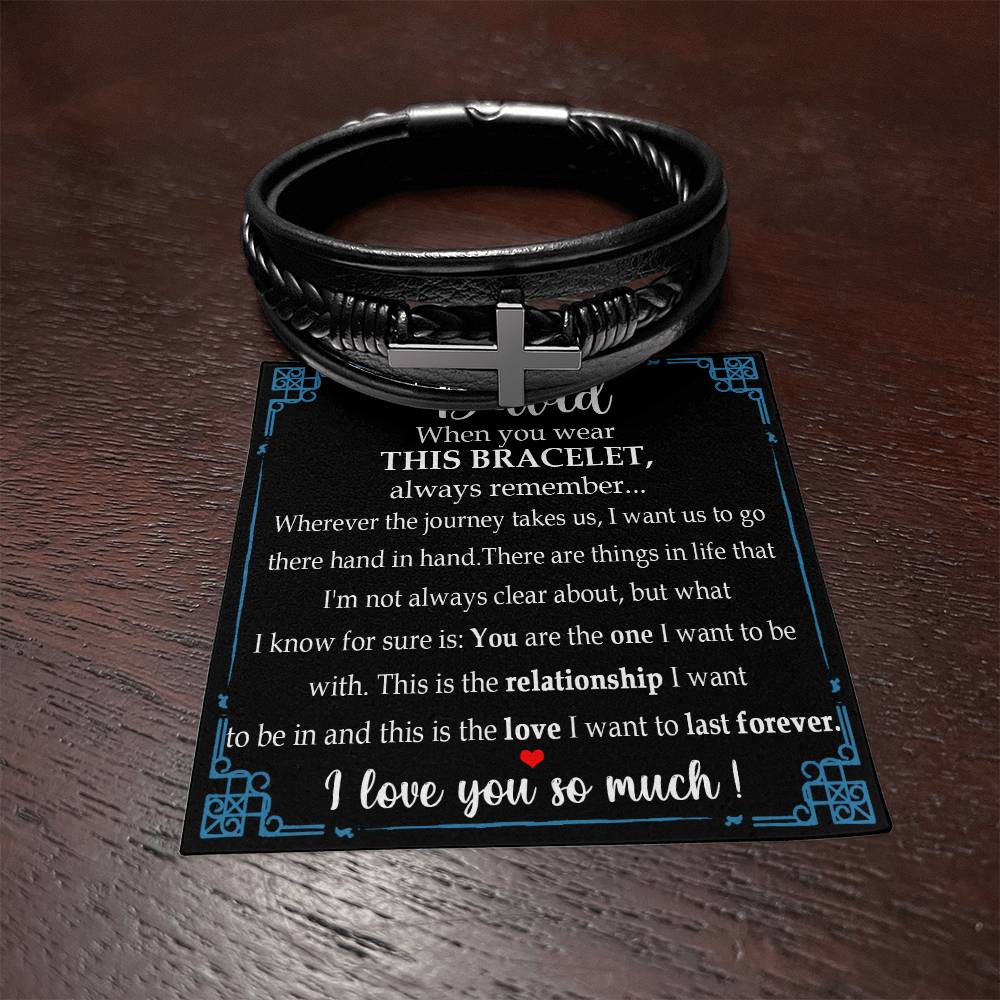 Promise Gift for Him Bracelet, Promise Bracelet for Him, Men, Boyfriend Always Linked Together Anniversary Valentines Gifts Sentimental for Husband Valentine's Day Gifts for Boyfriend Bracelet Cross VIPPP