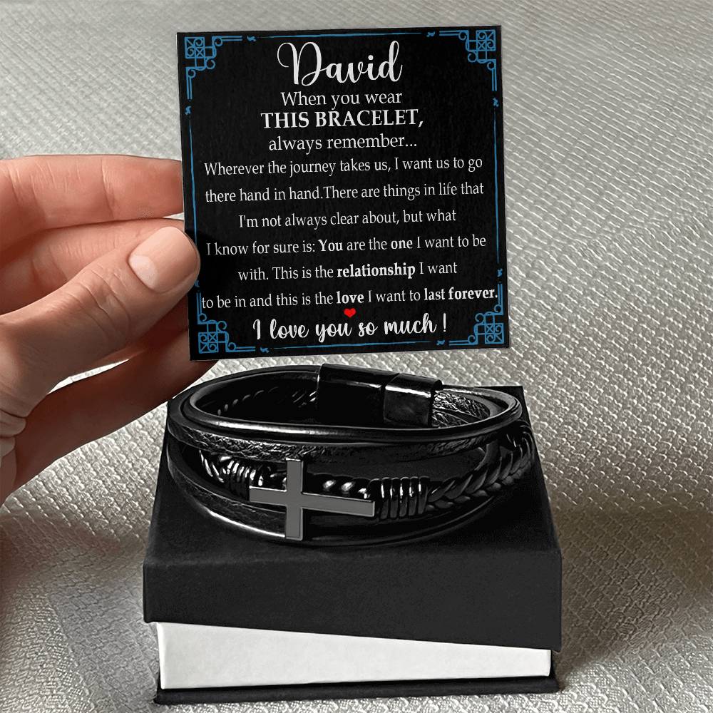 Promise Gift for Him Bracelet, Promise Bracelet for Him, Men, Boyfriend Always Linked Together Anniversary Valentines Gifts Sentimental for Husband Valentine's Day Gifts for Boyfriend Bracelet Cross VIPPP