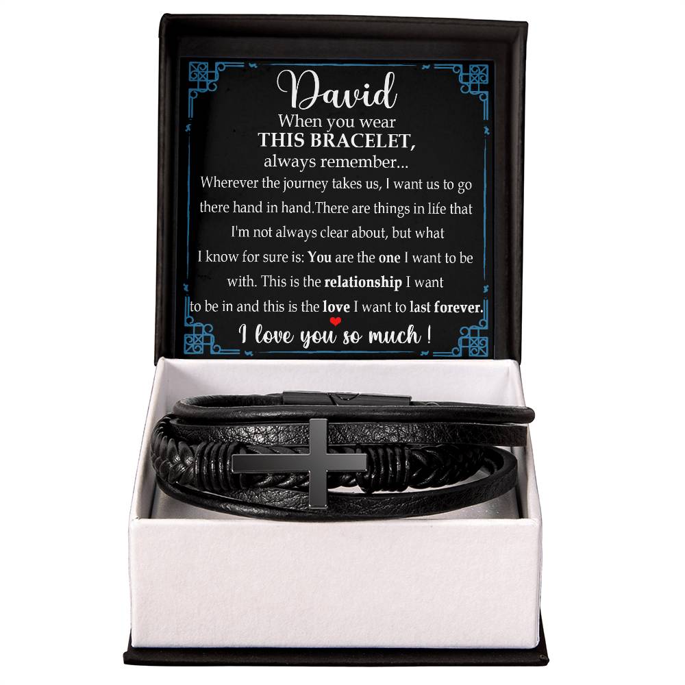 Promise Gift for Him Bracelet, Promise Bracelet for Him, Men, Boyfriend Always Linked Together Anniversary Valentines Gifts Sentimental for Husband Valentine's Day Gifts for Boyfriend Bracelet Cross VIPPP