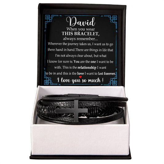 Promise Gift for Him Bracelet, Promise Bracelet for Him, Men, Boyfriend Always Linked Together Anniversary Valentines Gifts Sentimental for Husband Valentine's Day Gifts for Boyfriend Bracelet Cross VIPPP