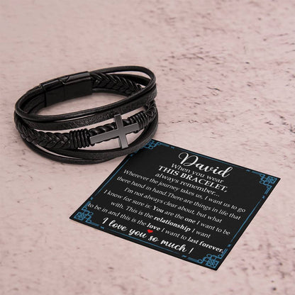 Promise Gift for Him Bracelet, Promise Bracelet for Him, Men, Boyfriend Always Linked Together Anniversary Valentines Gifts Sentimental for Husband Valentine's Day Gifts for Boyfriend Bracelet Cross VIPPP